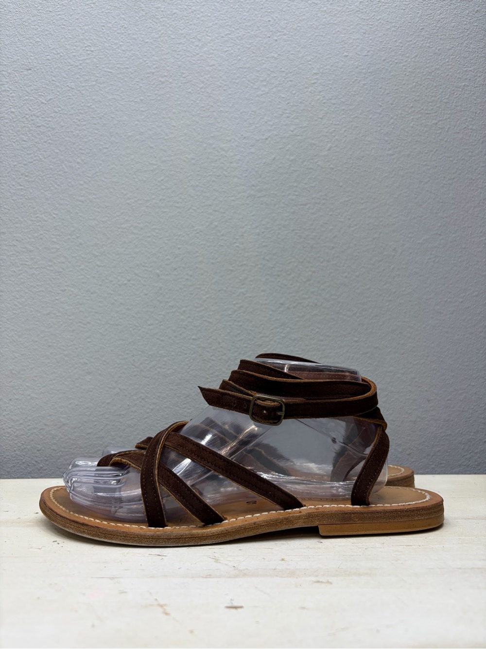 K. Jacques Brown Leather Zenobie Ankle Strap Sandals Size 40